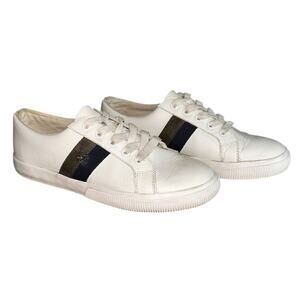 Lauren Ralph Lauren Janson II White Leather Quarter Stripe Sneakers